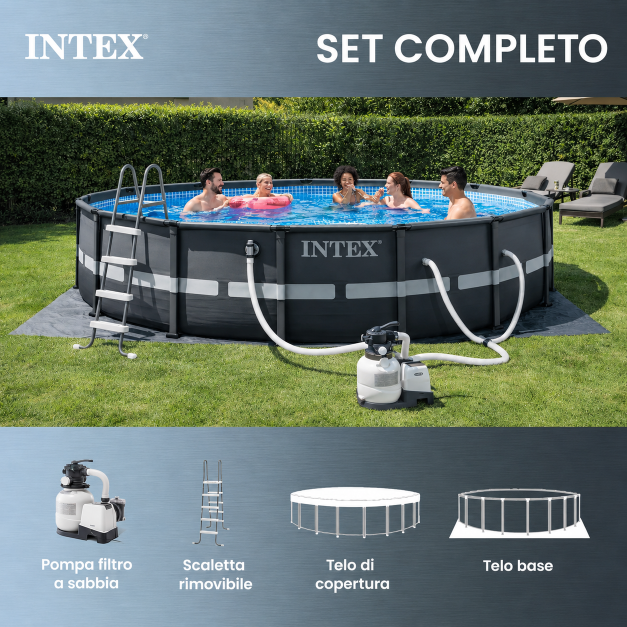 Ultra XTR 26325EH 488 x 122 cm con pompa a sabbia e sabbia filtrante premium OptiFlow da 22,7 kg