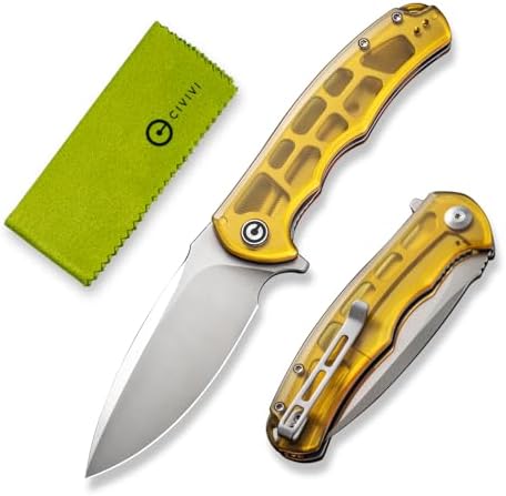 CIVIVI Folding Pocket Knife- Praxis Flipper Liner Lock Knife, 3.75" Black Stonewashed Blade with Cuibourtia Wood Handles, Reversible Clip for Everyday Carry Outdoor Use C803H