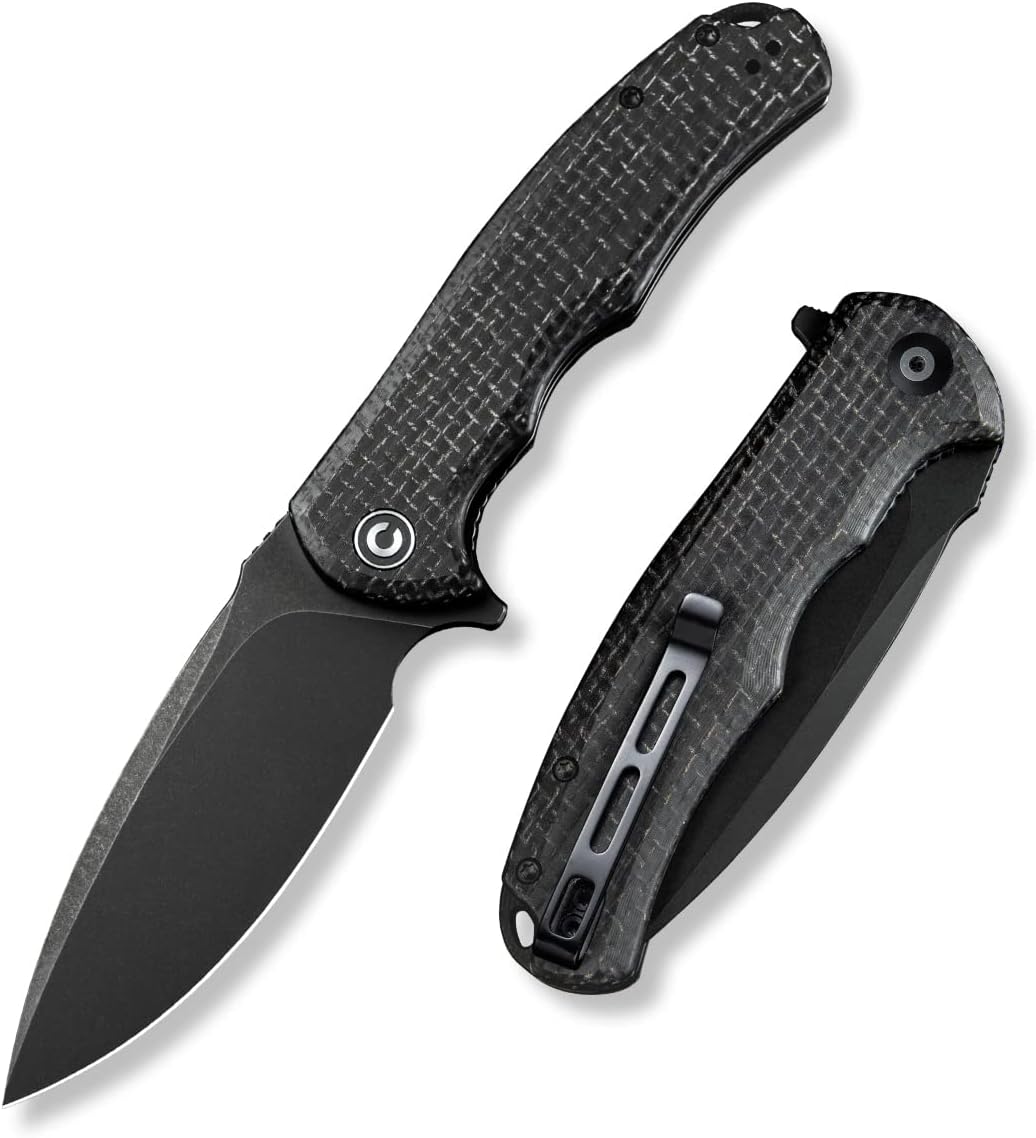 CIVIVI Folding Pocket Knife- Praxis Flipper Liner Lock Knife, 3.75" Black Stonewashed Blade with Cuibourtia Wood Handles, Reversible Clip for Everyday Carry Outdoor Use C803H