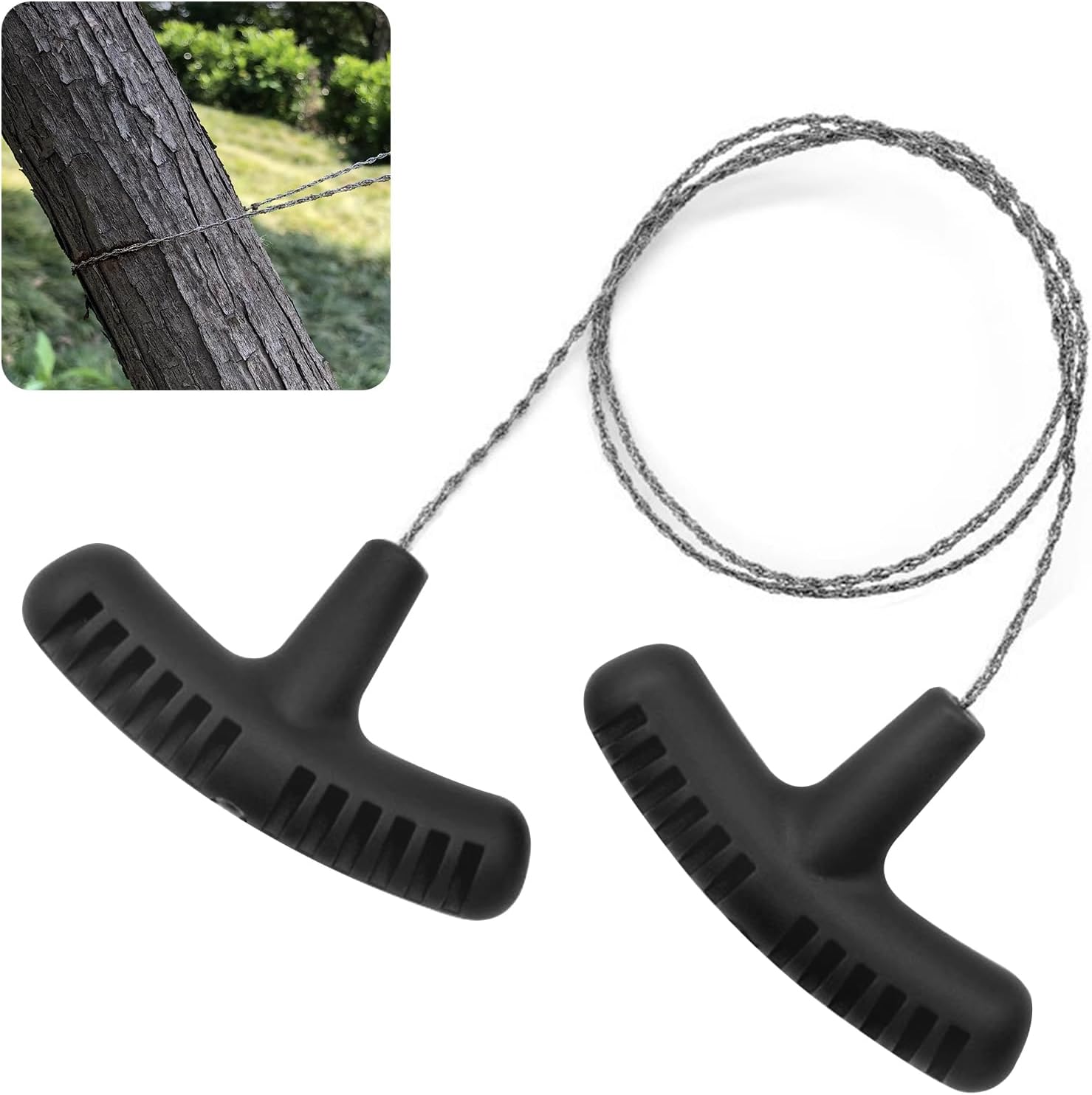 Stainless Steel Wire Saw with Plastic Handles,27.5'' Cable Saw Hand Pocket String Emergency Outdoor Survival Rope Cutting Tools for Camping Hiking and Cutting Trees & Wood