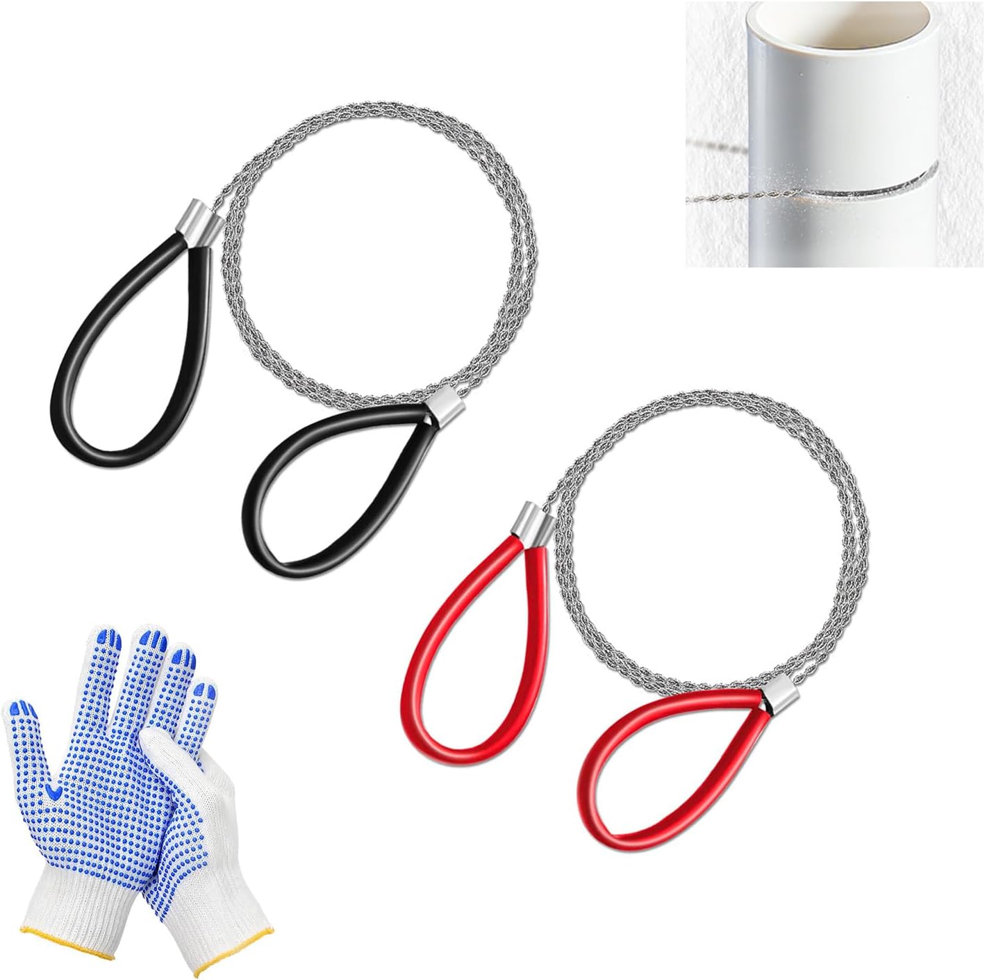 Stainless Steel Wire Saw with Plastic Handles,27.5'' Cable Saw Hand Pocket String Emergency Outdoor Survival Rope Cutting Tools for Camping Hiking and Cutting Trees & Wood