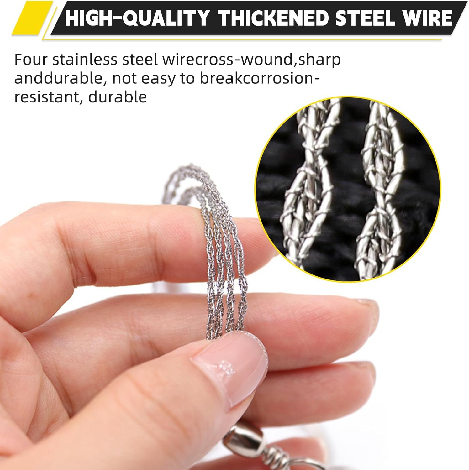 Stainless Steel Wire Saw with Plastic Handles,27.5'' Cable Saw Hand Pocket String Emergency Outdoor Survival Rope Cutting Tools for Camping Hiking and Cutting Trees & Wood