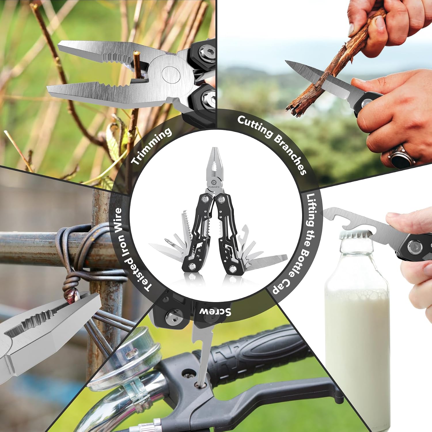 14-In-1 Multitool with Safety Locking, Professional Stainless Steel Multitool Pliers Pocket Knife, Bottle Opener, Screwdriver with Nylon Sheath ,Apply to Survival,Camping, Hunting and Hiking 1 Pcs