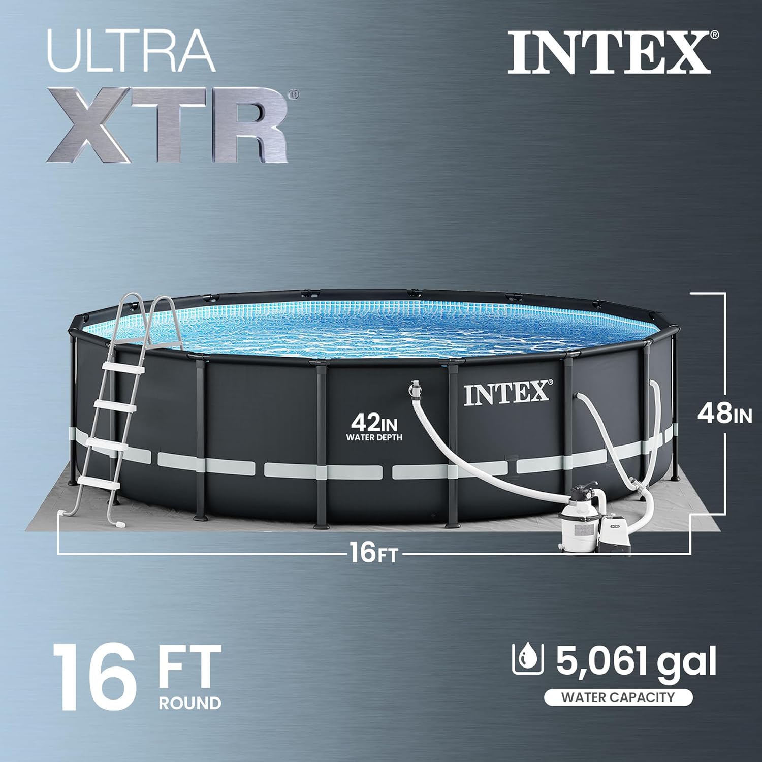Ultra XTR 26325EH 488 x 122 cm con pompa a sabbia e sabbia filtrante premium OptiFlow da 22,7 kg
