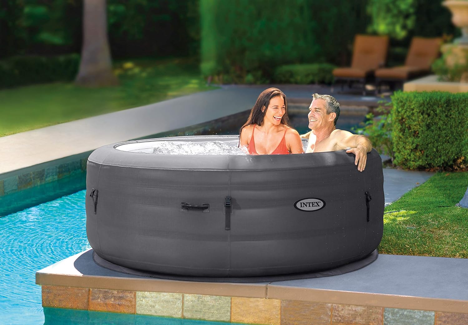 Simple Spa 28482EX – idromassaggio gonfiabile, 4 posti, grigio, diametro 196 x 66 cm