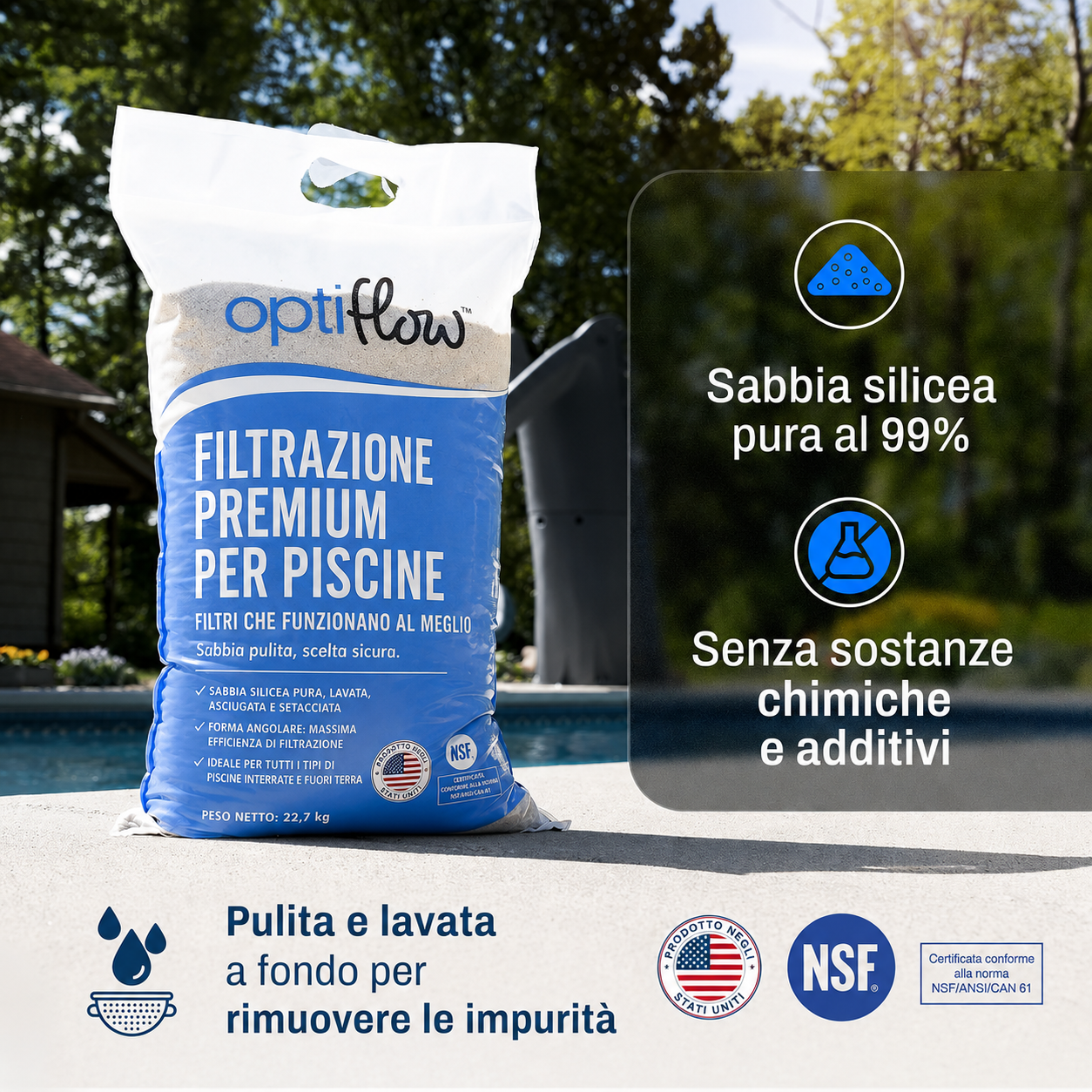 Ultra XTR 26325EH 488 x 122 cm con pompa a sabbia e sabbia filtrante premium OptiFlow da 22,7 kg