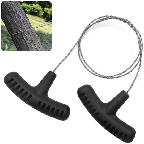 Stainless Steel Wire Saw with Plastic Handles,27.5'' Cable Saw Hand Pocket String Emergency Outdoor Survival Rope Cutting Tools for Camping Hiking and Cutting Trees & Wood