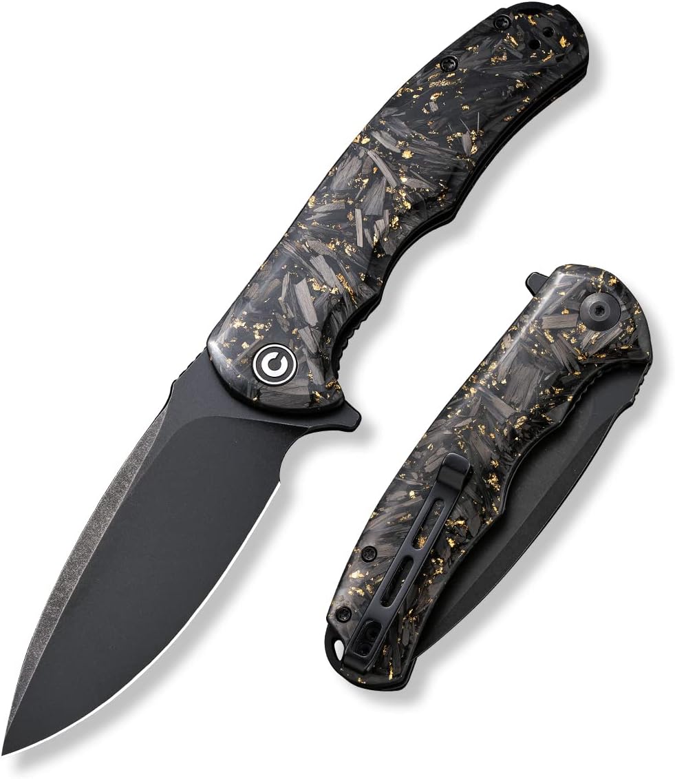 CIVIVI Folding Pocket Knife- Praxis Flipper Liner Lock Knife, 3.75" Black Stonewashed Blade with Cuibourtia Wood Handles, Reversible Clip for Everyday Carry Outdoor Use C803H