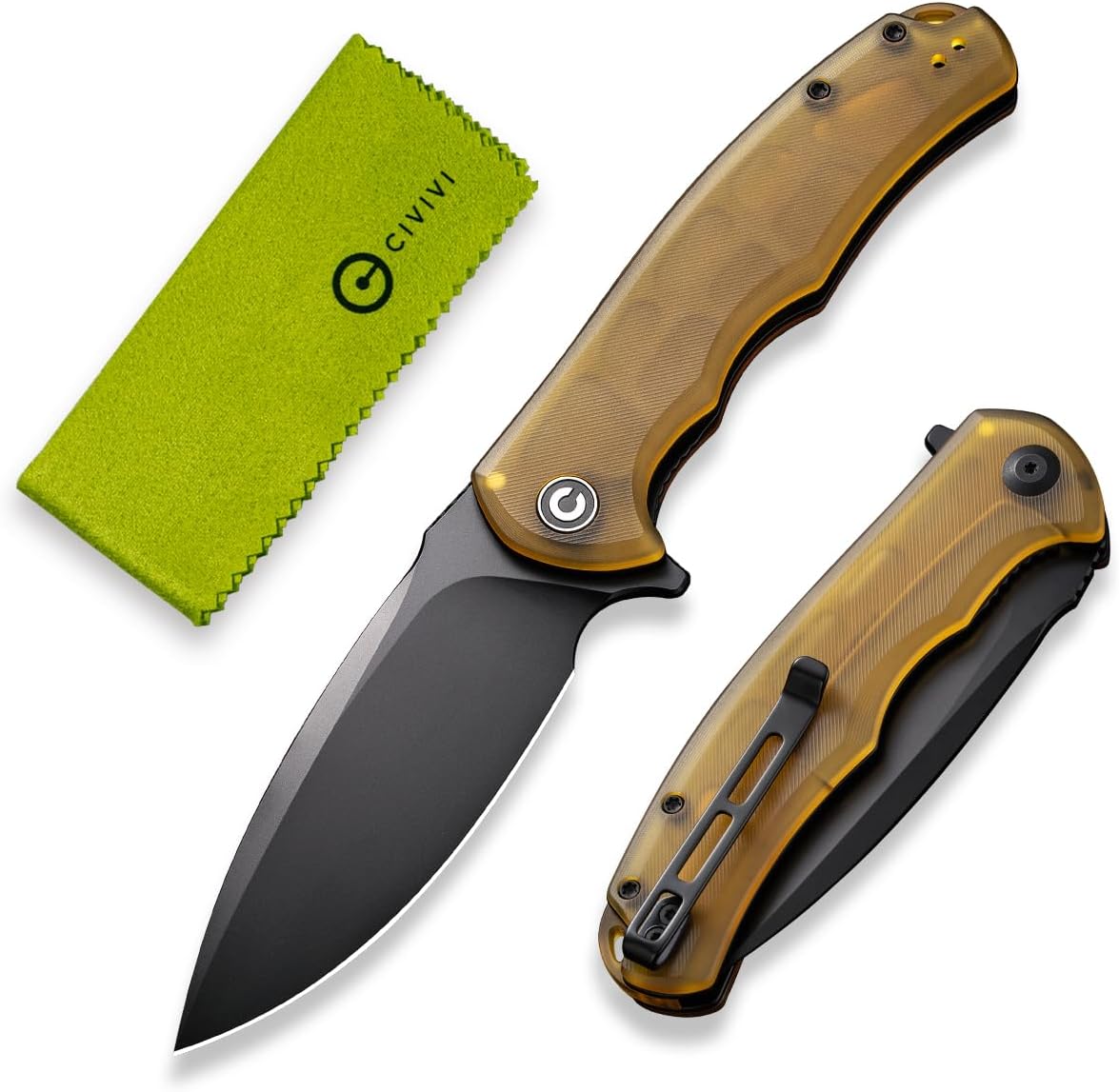 CIVIVI Folding Pocket Knife- Praxis Flipper Liner Lock Knife, 3.75" Black Stonewashed Blade with Cuibourtia Wood Handles, Reversible Clip for Everyday Carry Outdoor Use C803H