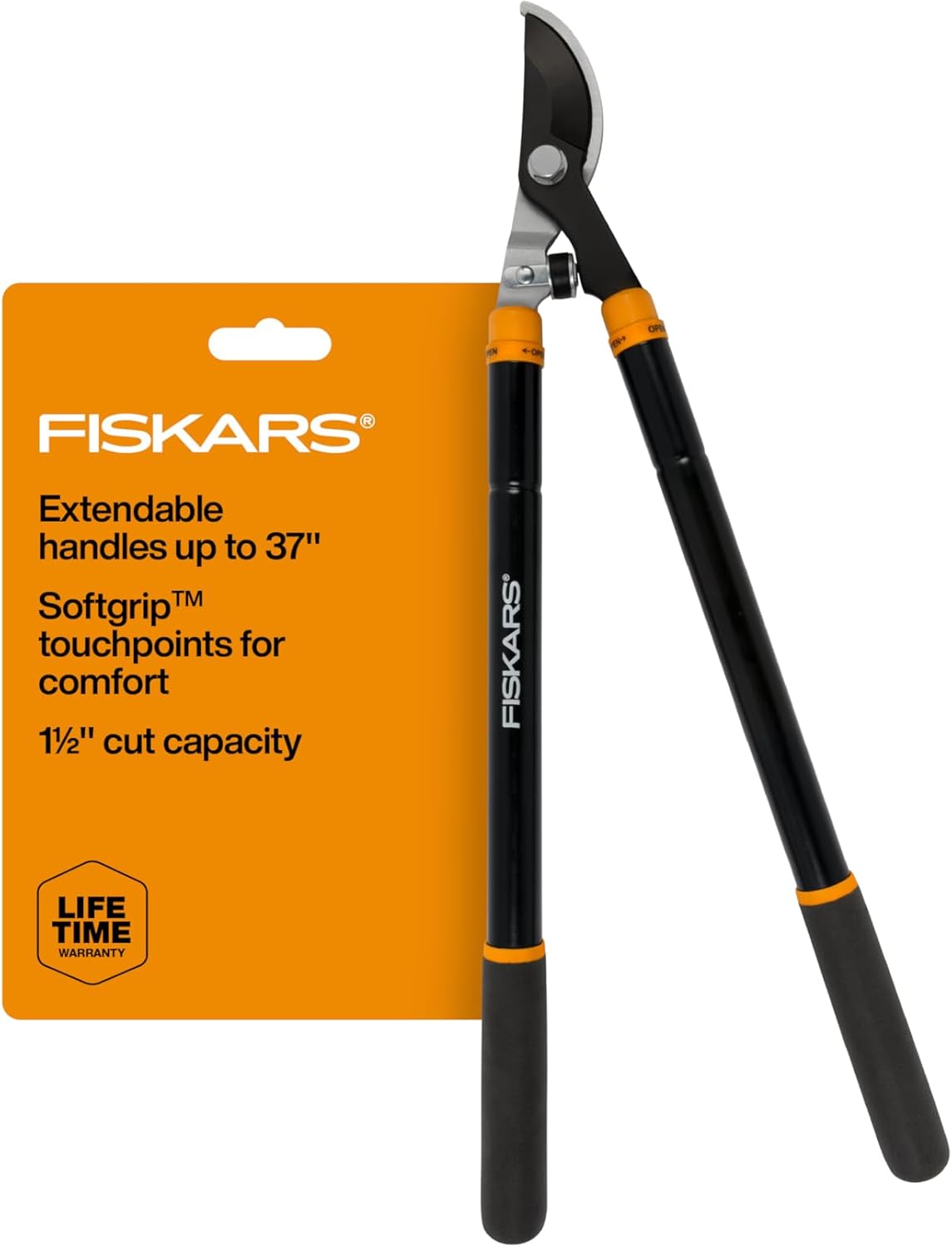 Fiskars 28" Loppers for Tree Trimming, Heavy Duty, Rust-Resistant Sharp Bypass Steel Blade Loppers, Branch Cutter up to 1.5" Diameter Cut Capacity, Shock-Absorbing Handle, Garden Tools