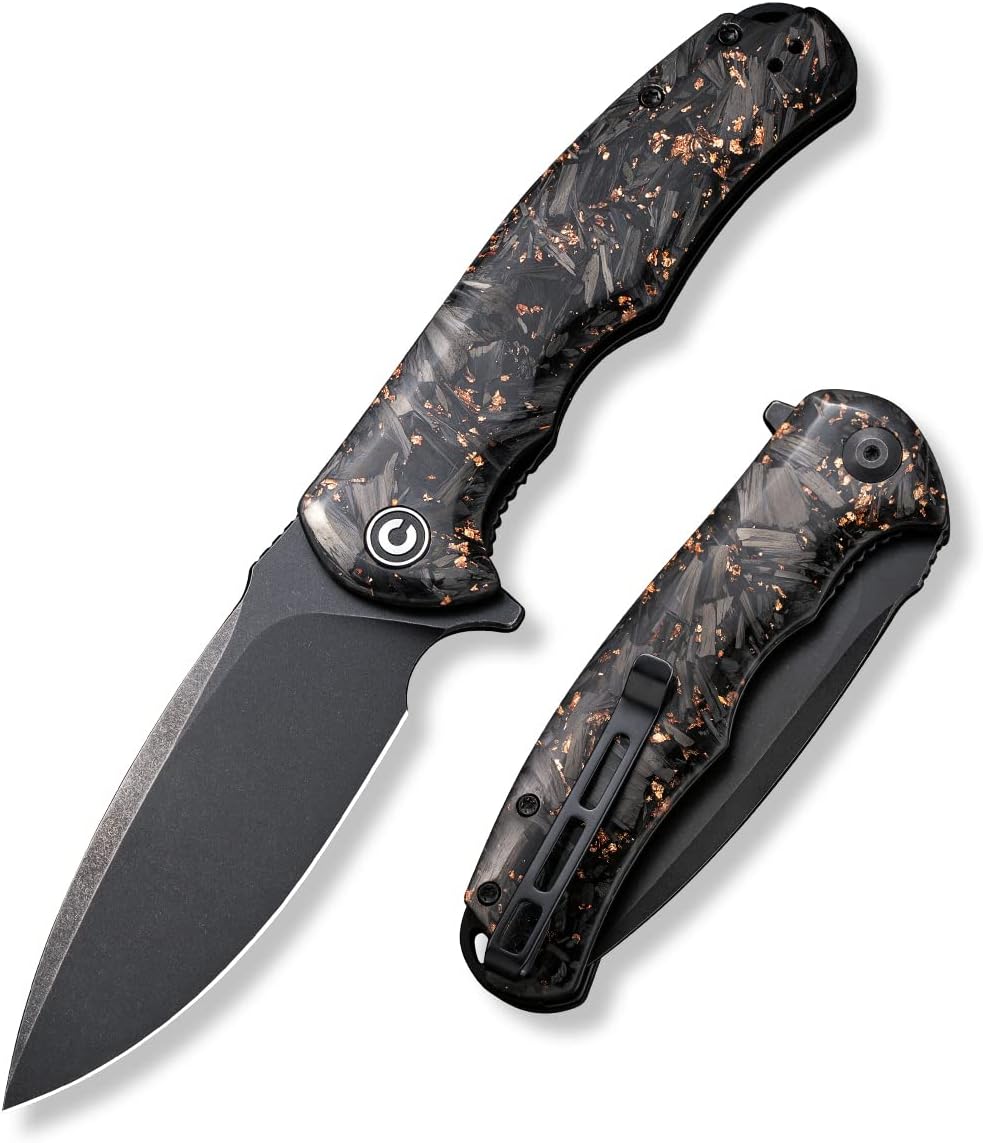 CIVIVI Folding Pocket Knife- Praxis Flipper Liner Lock Knife, 3.75" Black Stonewashed Blade with Cuibourtia Wood Handles, Reversible Clip for Everyday Carry Outdoor Use C803H