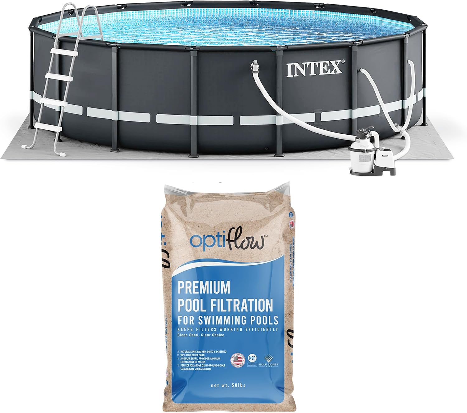 Ultra XTR 26325EH 488 x 122 cm con pompa a sabbia e sabbia filtrante premium OptiFlow da 22,7 kg