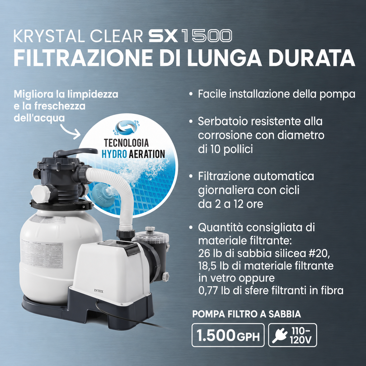 Ultra XTR 26325EH 488 x 122 cm con pompa a sabbia e sabbia filtrante premium OptiFlow da 22,7 kg