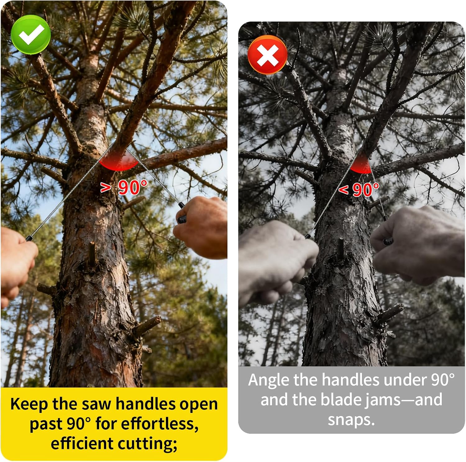 Stainless Steel Wire Saw with Plastic Handles,27.5'' Cable Saw Hand Pocket String Emergency Outdoor Survival Rope Cutting Tools for Camping Hiking and Cutting Trees & Wood