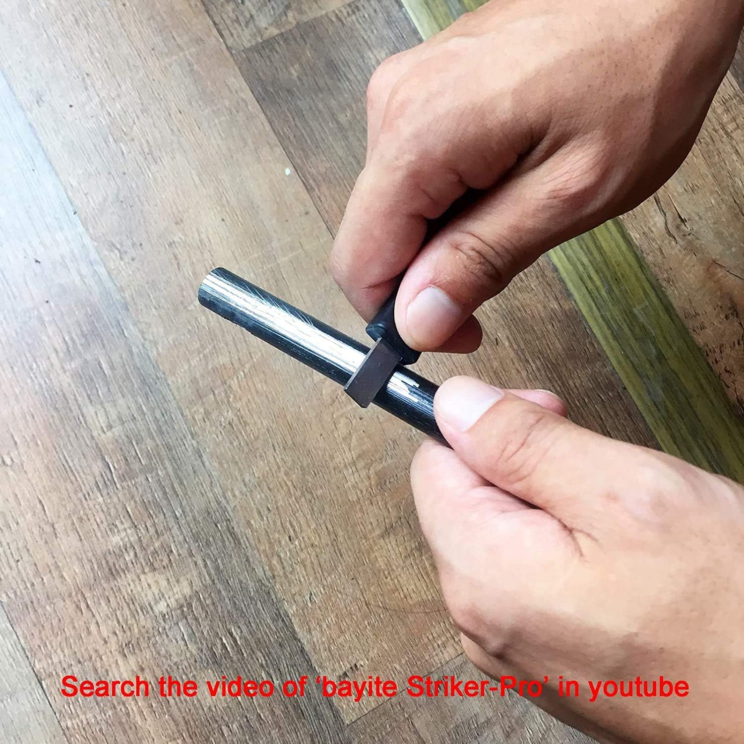 4 Inch Survival Ferrocerium Drilled Flint Fire Starter, Ferro Rod Kit with Paracord Landyard Handle and Striker, 4"(Long) x 3/8"(Diameter)